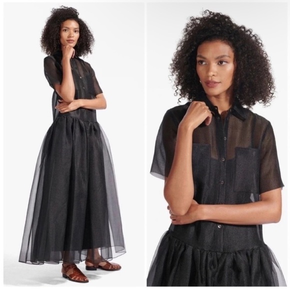 Staud Riley Organza Maxi Dress Black NWT - Picture 3 of 9